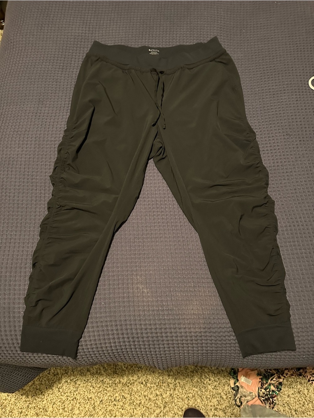 Athleta Black Ruched Side Jogger Pants